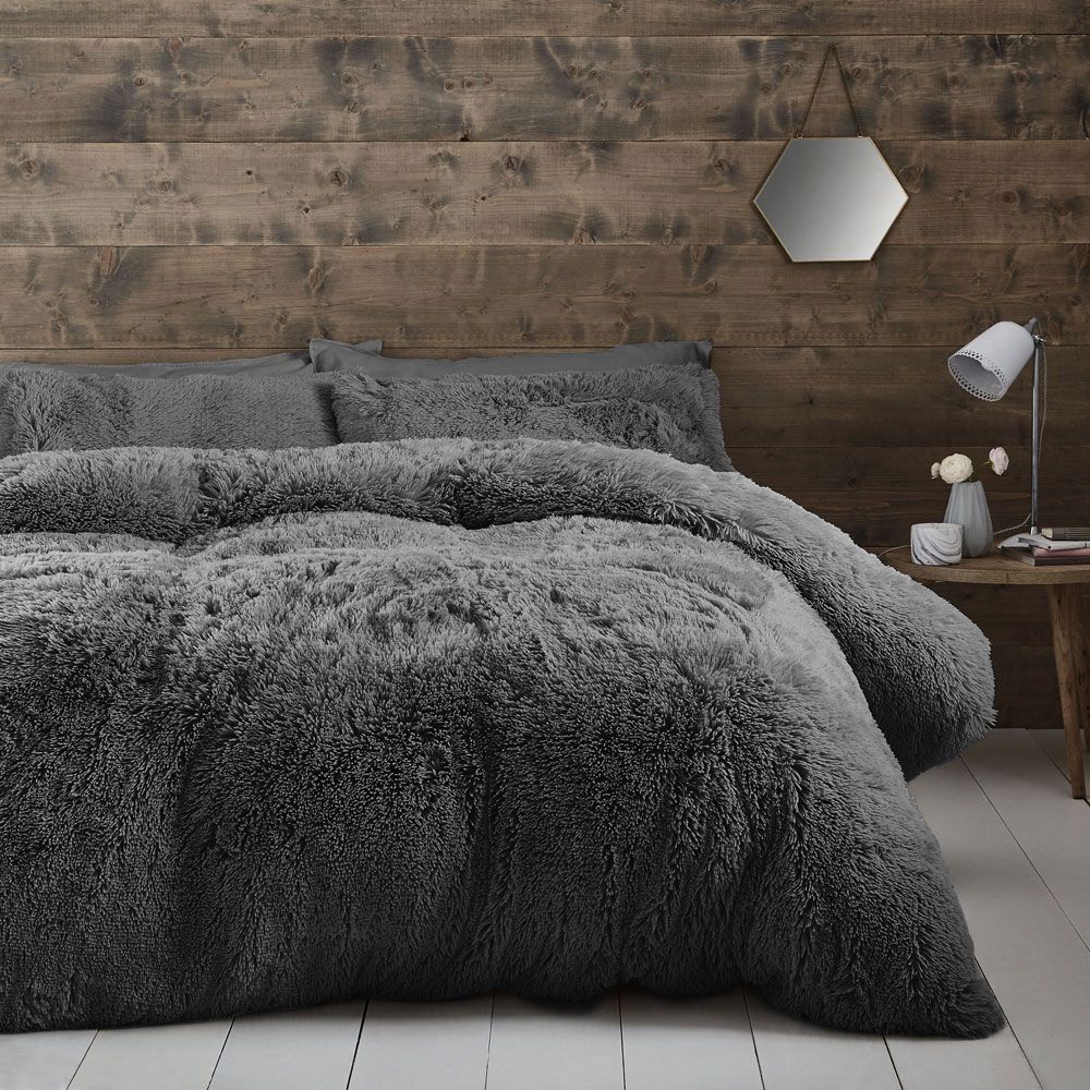 Catherine Lansfield Cuddly Deep Pile Shaggy Faux Fur Fleece Duvet Cover - available to buy on Linens Limited 