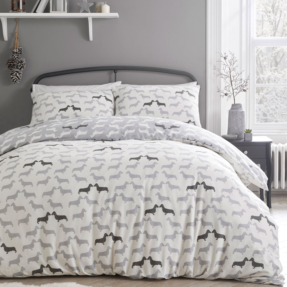 Double Bed Size Fusion Christmas Arctic Animals Grey Bedding 100% Brushed Cotton Duvet Cover Set 