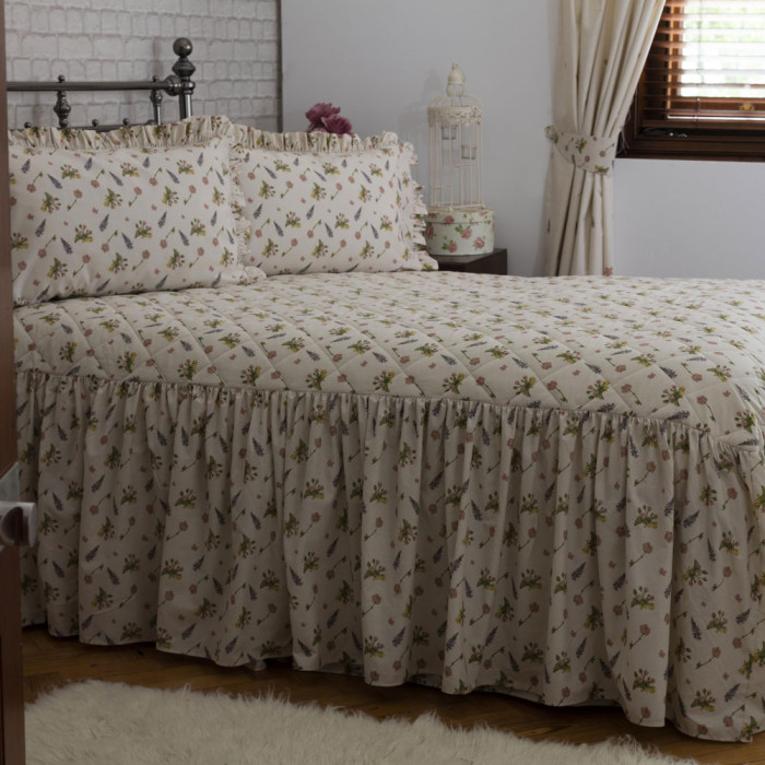 Belledorm Bella Mae Country Dreams Floral Quilted Fitted Bedspread Double Multi 