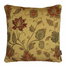 Decorative Floral Jacquard Design 45 x 45cm Riva Paoletti Zurich Cushion Cover Gold Yellow - Designed in the UK Piped Edges 100% Polyester Reversible 18 x 18 inches