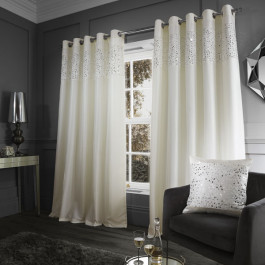 silky fabric Catherine Lansfield Glitzy Eyelet Curtains Embellished soft 