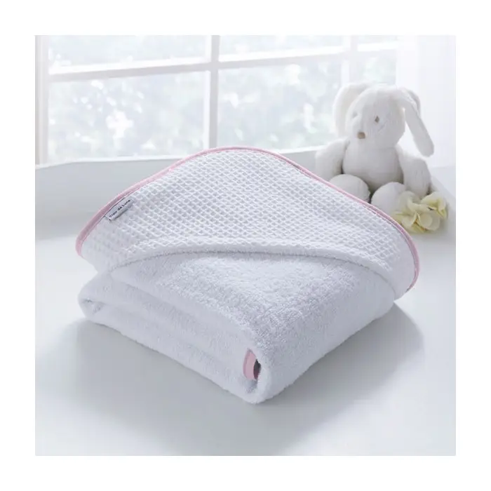 Pink Clair de Lune Honeycomb Luxury 100% Cotton Hooded Baby Towel 