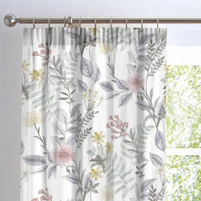 Dreams & Drapes Maisie Floral Print Pencil Pleat Lined Curtains 