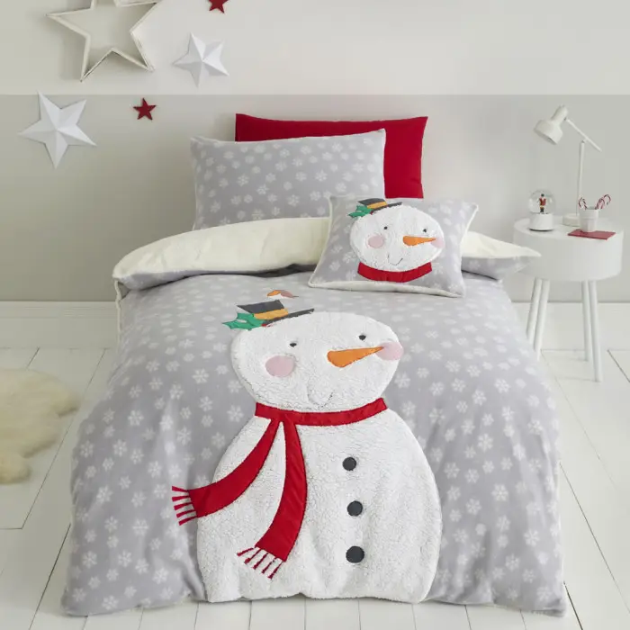 Catherine Lansfield Christmas Cosy Snowman Cushion Cover Grey 45 x 45 Cm 