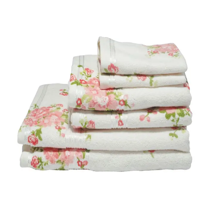 100% Portuguese Cotton Towels Face Cloth Hand Bath Towel Bath Sheet Rose Flower 